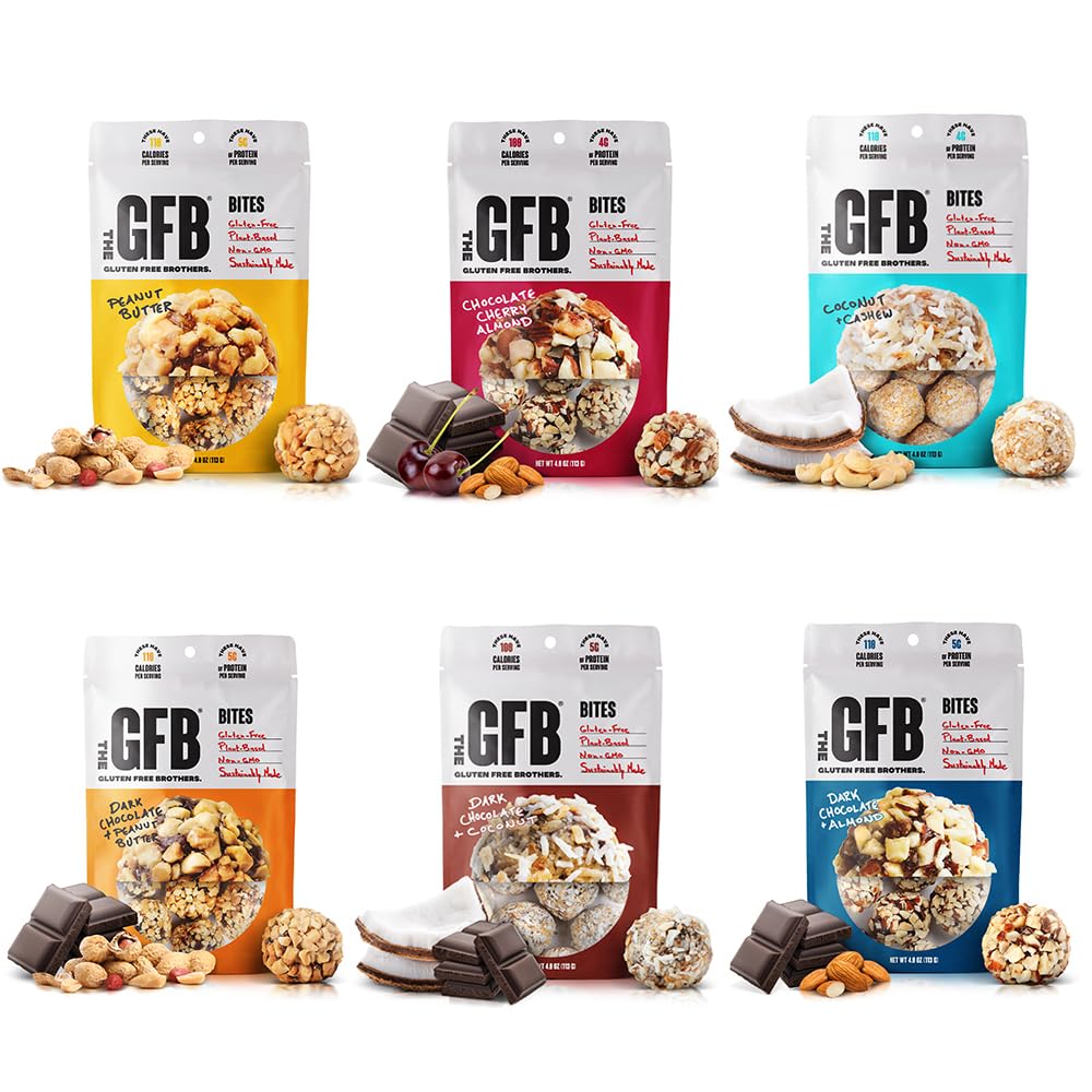 Le pack de protéines GFB - Sans gluten, à base végétale, sans OGM, fabriqué de façon durable – Dégustation ridicule, santé, végétalien, boules d'énergie protéique, 4 oz (6 comte)