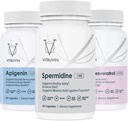 Vitruvin Longevity Plus (Spermidine 2x10mg, Apigenin 2x50mg, Resvératrol 500mg + Piperine 5mg) Vegan, Non-OGM, Sans gluten, Sans gélatine.