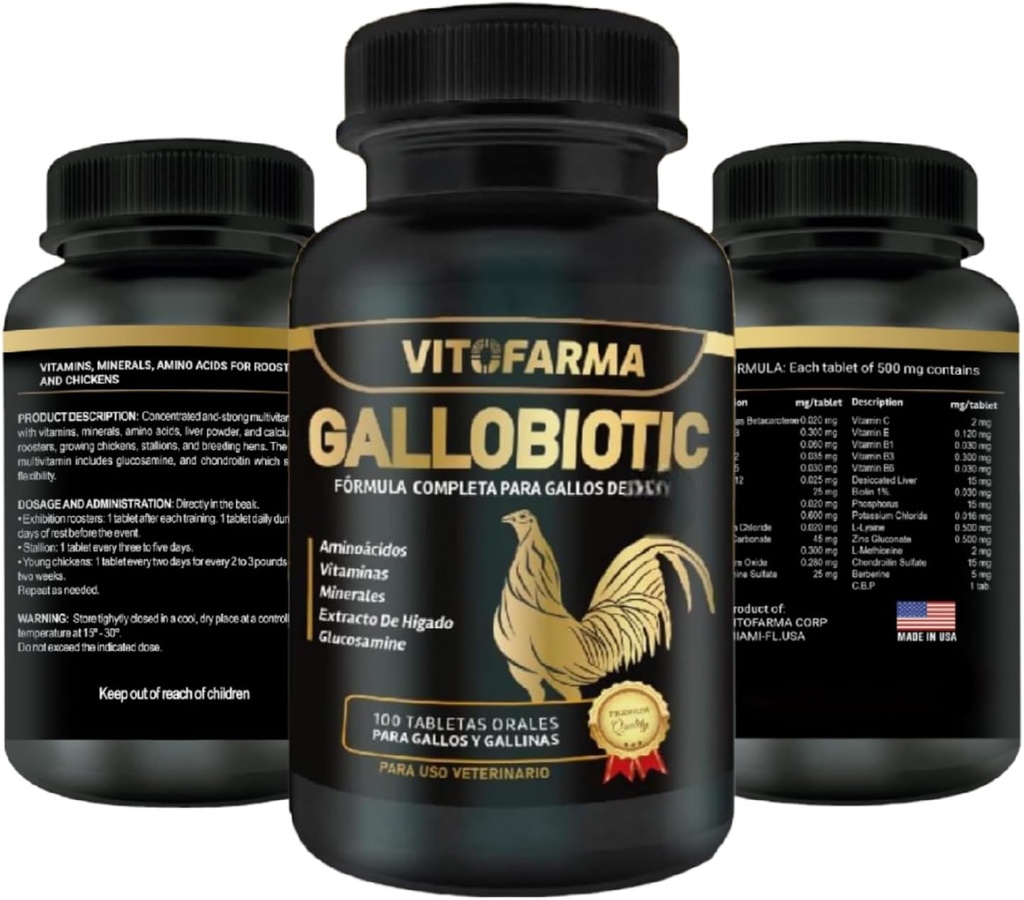 Multivitamine naturelle gallobiotique pour coqs, poules - 100 comprimés