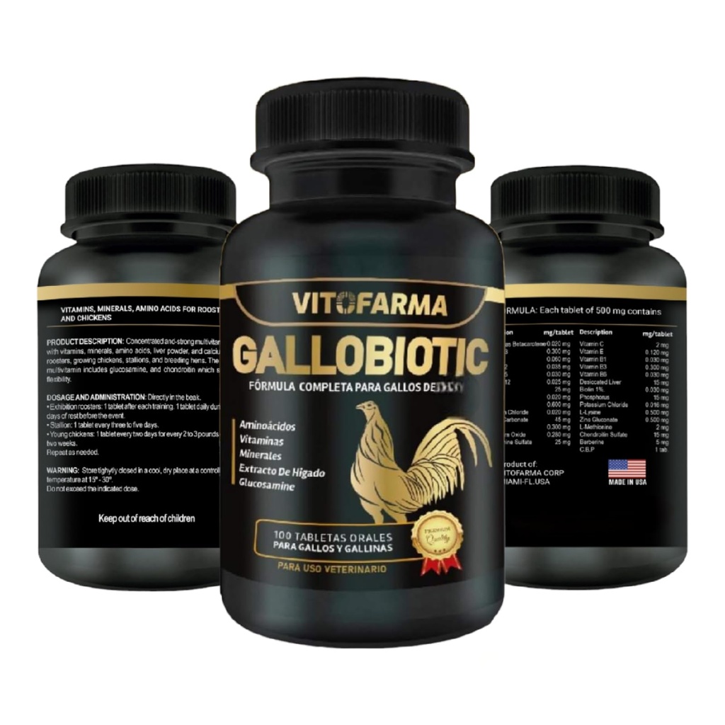 Multivitamine naturelle gallobiotique pour coqs, poules - 100 comprimés