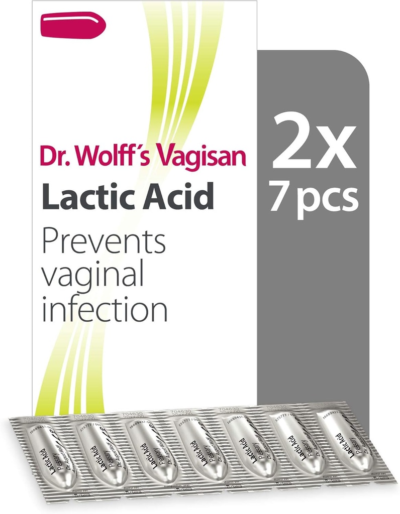 Vagisan Pessaires lactiques du Dr Wolff, santé vaginale quotidienne et hygiène intime, prévention des infections, 2X7pcs