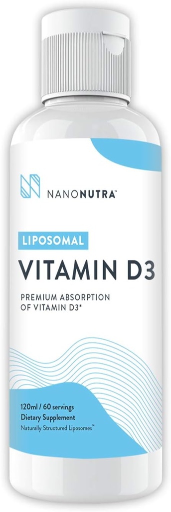 Supplément de vitamine D3 liposomique avec vitamine K2 par NanoNutra - GMO/Soy Free (120ml/ 60 portions)