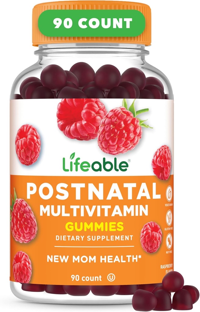 Lifeable Postnatal Multivitamin with Iron, Choline and Iodine | Great Tasting Postnatal Vitamins for Women Breastfeeding | Vegetarian Non-GMO Lactation Supplement | 90 Gummies