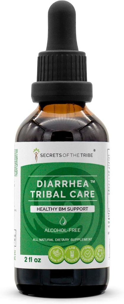 Secrets de la tribu Diarrhée soins tribaux Teinture Extrait sans alcool, Herbes BlackBerry Rubus Fruticosus, Camomile Matricaria Recutita, Goldenseal Hydrastis Canadensis Healthy Digestion 2 oz