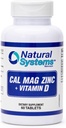Supplément de vitamine D au zinc de magnésium de calcium 60 comprimés par systèmes naturels - Suppléments de zinc de magnésium de calcium et de VIT D pour un système immunitaire fort - Supplément de magnésium pour le système immunitaire