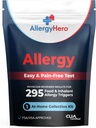 AllergyHero Kit de test complet d'allergie alimentaire et environnementale avec 295 déclencheurs pour adultes et enfants – Kit de test d'allergie facile et sans douleur à domicile avec des résultats précis