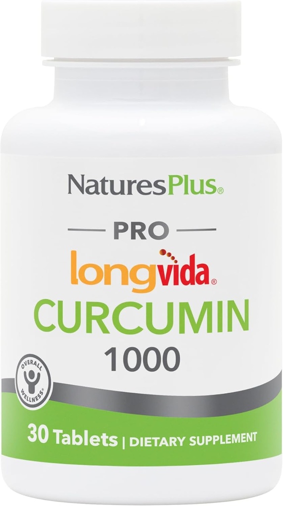 NaturesPlus PRO Longvida Curcumin 1000 mg - 30 comprimés - Promotion d'une protection radicale sans danger - Non-OGM, végétalien et sans gluten - 30 portions
