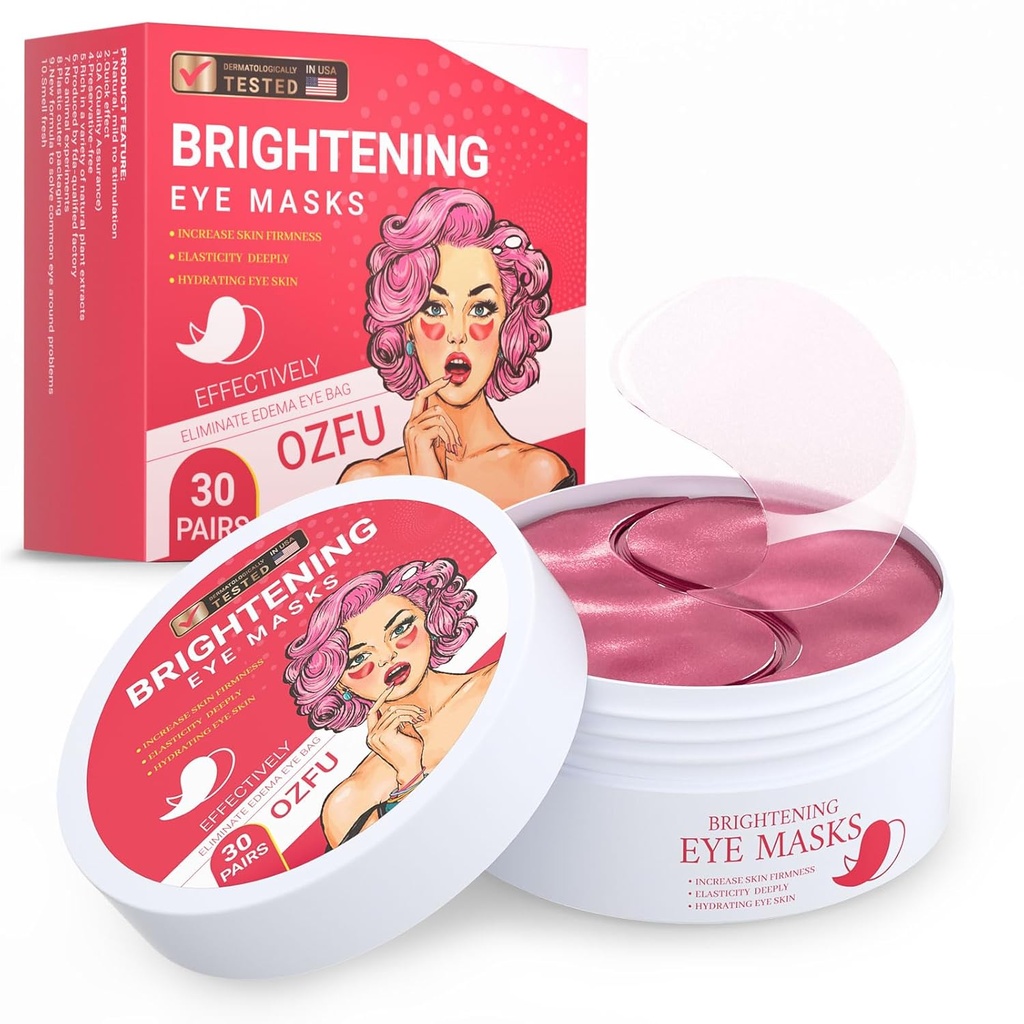 Under Eye Patches (30 paires), Masque pour Yeux Puffy, Cercles Noirs, Sacs et Rides avec Collagène, Soulage la pression et réduit les Rides