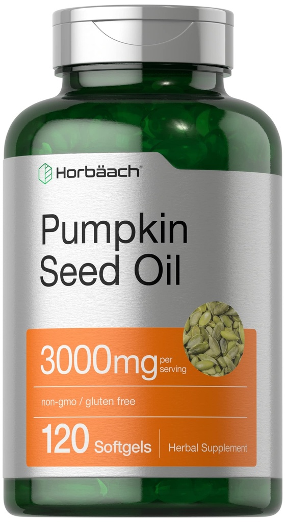 Horbäach Huile de graines de citrouille de 3000mg de softgel 120 Capsules de softgel