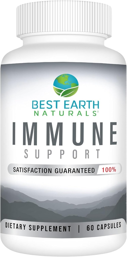 Meilleur supplément de soutien immunitaire naturel de la Terre - Multivitamines pour les adultes avec vitamine C 30mg, vitamine E 30Iu, curcuma, champignons, supplément à l'ail et plus - 60 Capsules
