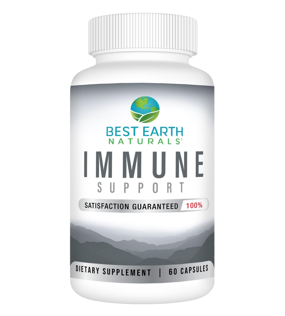 Meilleur supplément de soutien immunitaire naturel de la Terre - Multivitamines pour les adultes avec vitamine C 30mg, vitamine E 30Iu, curcuma, champignons, supplément à l'ail et plus - 60 Capsules
