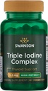 Swanson Triple Iodine Complex-Natural Supplement for Vital Thyroïde Support-Promotes Fonction métabolique, Augmentation de la production de globules rouges et santé cardiaque-(60 Capsules de Veggie, 12,5 mg chacune) 1 Pack