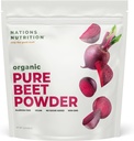 Pure Beet Root Powder Organic - Superfood de circulation d'oxyde nitrique, soutient le flux sanguin et la santé cardiaque - Augmenter l'endurance et l'énergie naturelle, 30+ portions (1 sac LB)