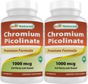 Meilleurs produits naturels Picolinate de chrome 1000 mcg 120 comprimés (paquet de 2)