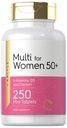 Carlyle Multivitamine pour les femmes 50 Plus de 250 Mini Comprimés Supplément sans fer , Vitamines A, B12, C, D3, Folate (sous forme d'acide folique) et Calcium , Non-OGM, Sans gluten