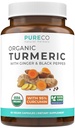 Supplément de poivre noir gingembre bio - Capsules de curcumine curcuma bio de haute puissance avec gingembre et poivre noir pour des avantages améliorés et l'absorption - Vegan & non-OGM (1 mois d'approvisionnement)