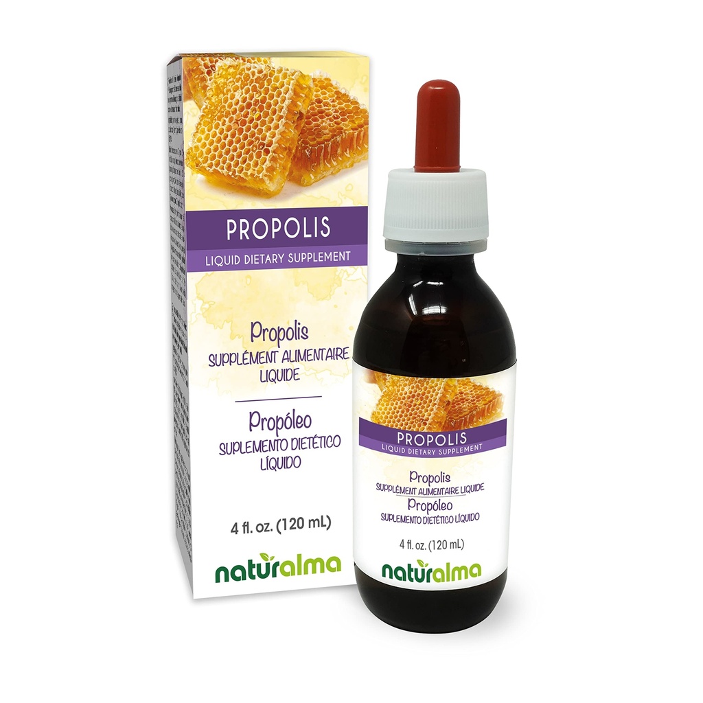 Propolis Naturalma (Propolis) Résine Teinture sans alcool - Extrait liquide de 4 fl oz dans les gouttes - Supplément diététique