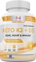 Vitamine K2 + D3 avec Calcium - Formule osseux, cardiaque et immunitaire - Supplément vitamine K2 D3 pour les femmes et les hommes - 60 Capsules