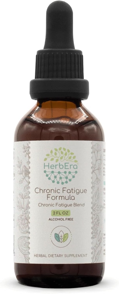 HerbEra Formule de Fatigue chronique B60 Teinture d'extrait sans alcool : racine de ginseng sibérienne, racine d'Ashwagandha, racine de réglisse, feuille de biloba de Ginkgo, champignon de Reishi. Mélange de fatigue chronique 2 Fl Oz