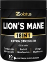 Zolotus Lions Mane Mushroom Complex Capsules with Cordeyceps, Elderberry, Ginkgo Biloba, Bacopa - 90 Capsules