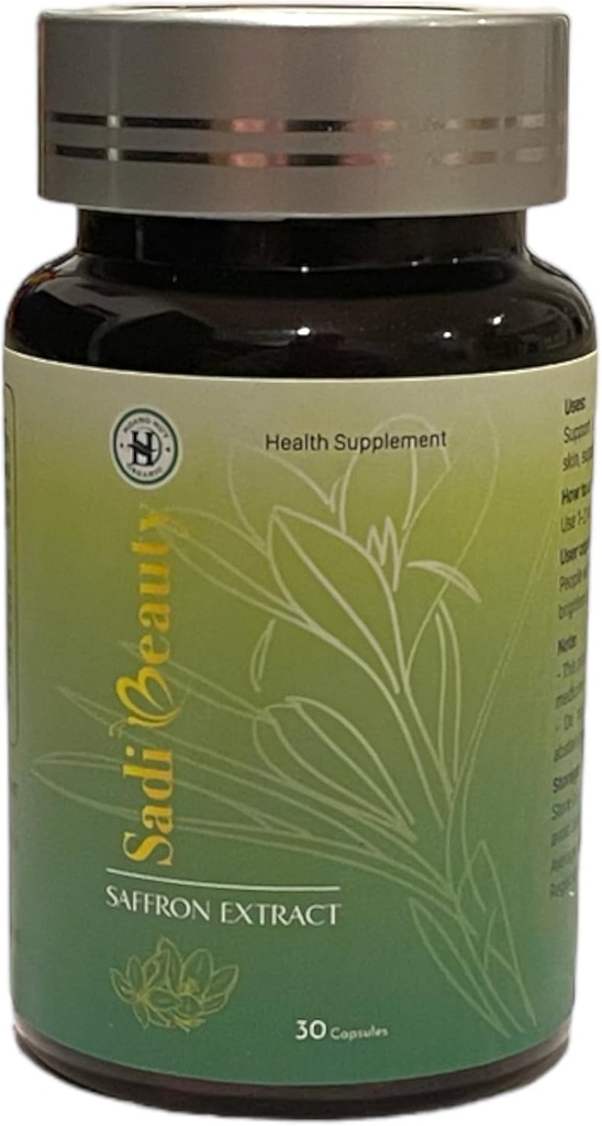 Capsules d'extrait de safran avec L-Glutathion, Vitamine C, Vitamine E; Brighten Peau Tone, Aide Melasma, Réduire les taches foncées, Anti-âge 30 Capsules