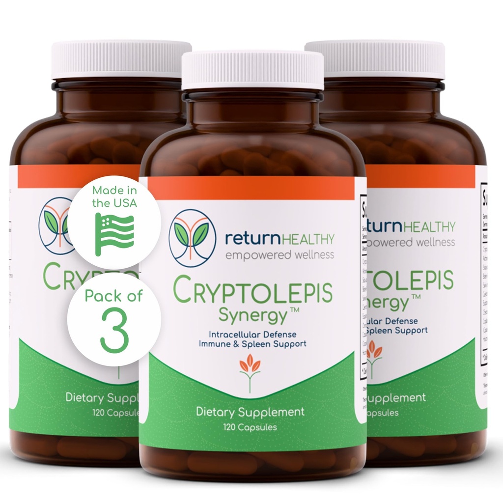Cryptolepis Synergy, Vitamines de soutien immunitaire, Système immunitaire Booster pour adultes, foie, Lymphatique, et supplément de soutien immunitaire, soutient Lyme et la défense naturelle parasite, 120 Capsules, 3 Pack