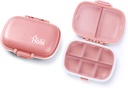 Holii 2PS 8 Compartiments Organisateur de pilules de voyage, pharmacie de poche pour la purse quotidienne Pill Box Portable Medicine Organizer Conteneur de support de vitamine (rose pâle)