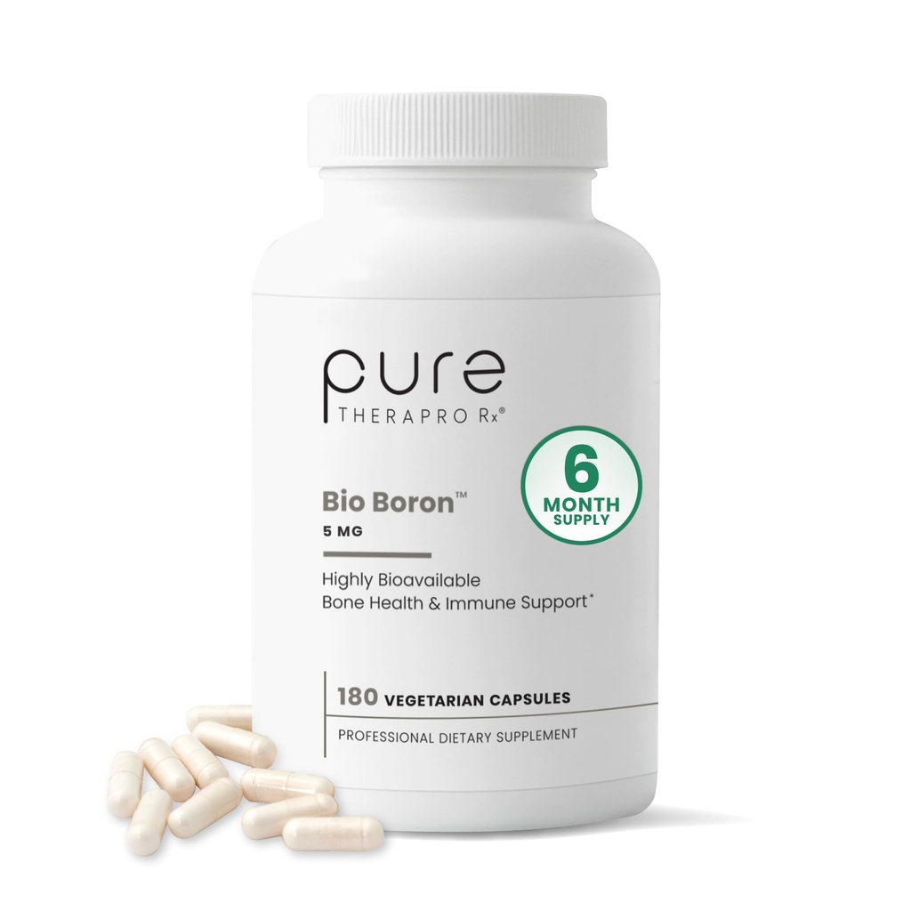 Pure TheraPro Rx Bio Boron - Bororganic Glycine Boron for Men & Women - Premium Formula for Bone Health, Joint Flexibility, Cardiovascular Function & Immunity Support (5mg / 180 Count)