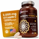 OmniBiotics Ultimate Vitamine C Supplément 2000mg – avec Zinc, Extrait de mûre aînée, et D3 – Support immunitaire haute puissance et rappel collagène – 120 comprimés végétaliens