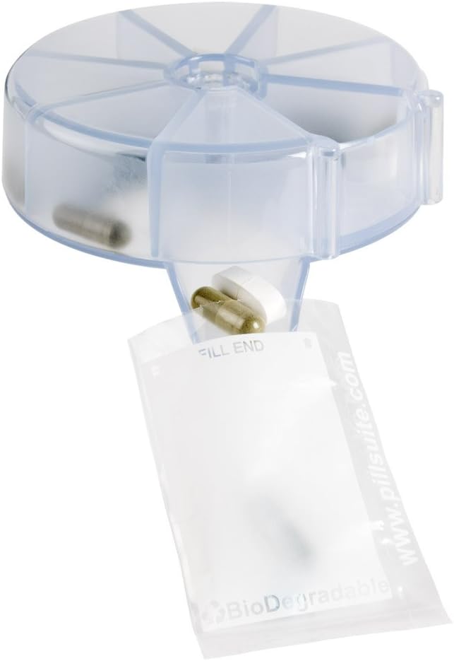 EZY DOSE Pill Sorter, Organisateur, Système d'emballage de vitamines et de médicaments pour les voyages, Pochettes à pilules faciles à traiter, sans BPA