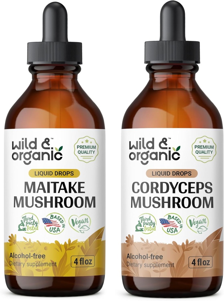Teinture de champignons sauvage et biologique 4 fl oz & Cordyceps Teinture de champignons 4 fl oz