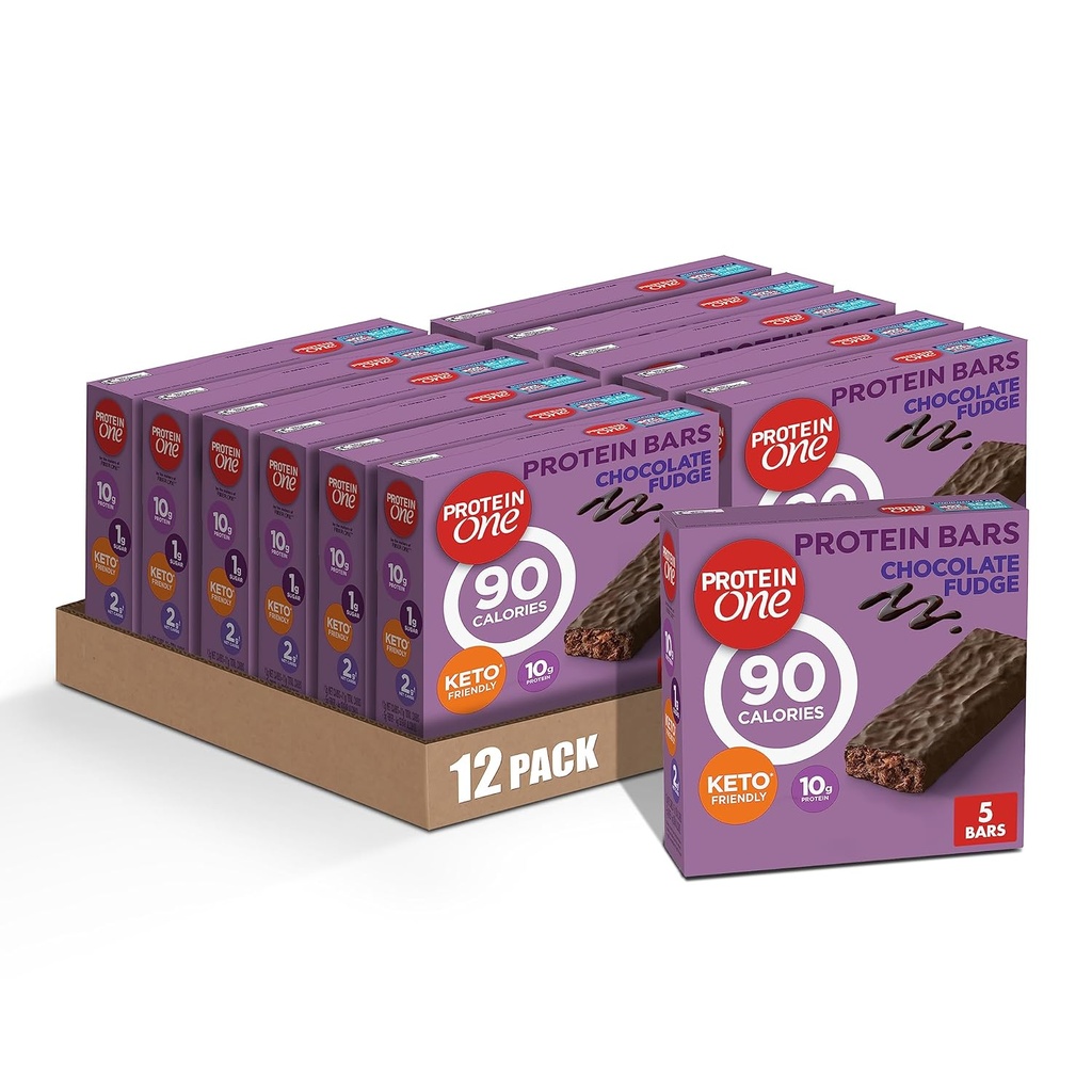 Protein One 90 Calorie Protein Bars, Chocolate Fudge, Keto Friendly, 5 Ct, 4.8 oz (Pack of 12)
