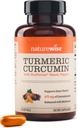 NatureWise Curcumine curcuma 500mg avec des softgels de poivre noir - Force supplémentaire, absorption accrue - 95% Curcuminoïdes et BioPerine pour le support immunitaire - Sans gluten, sans OGM - 30 Compte[1-Mois]