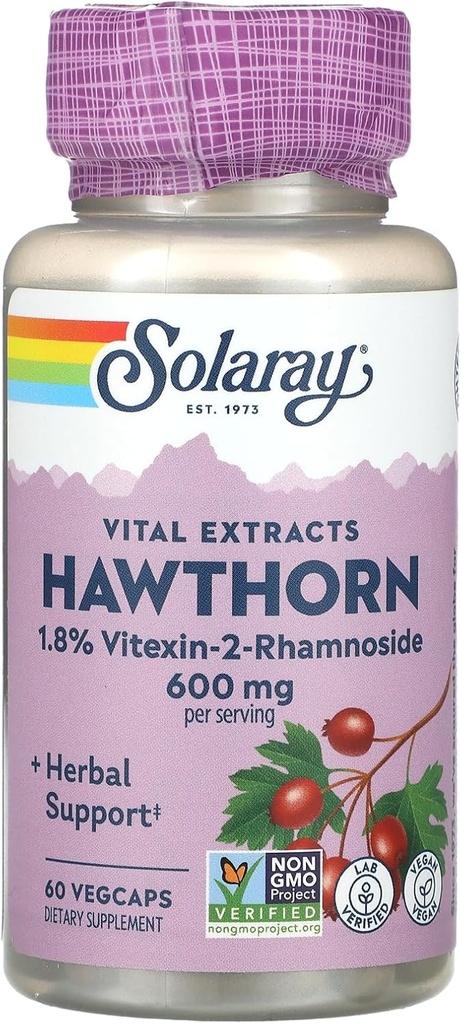 SOLARAY Extraits vitaux Hawthorn, 60 VegCaps