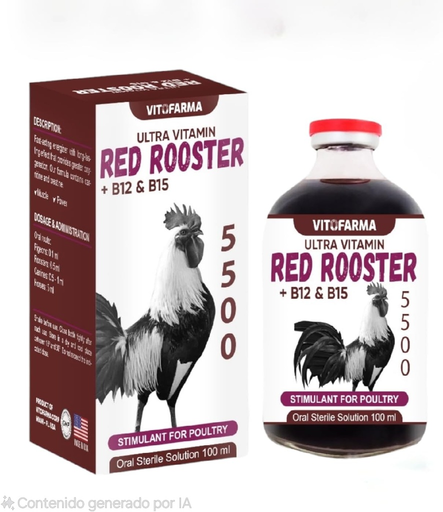 B12 5500 100 ml Masse musculaire restaurative Booster d'entraînement de poids optimal pour Rooster SUPPLÉMENTO NUTRICIONAL ENERGIZANTE CON ACTIVADOR METABOLICO