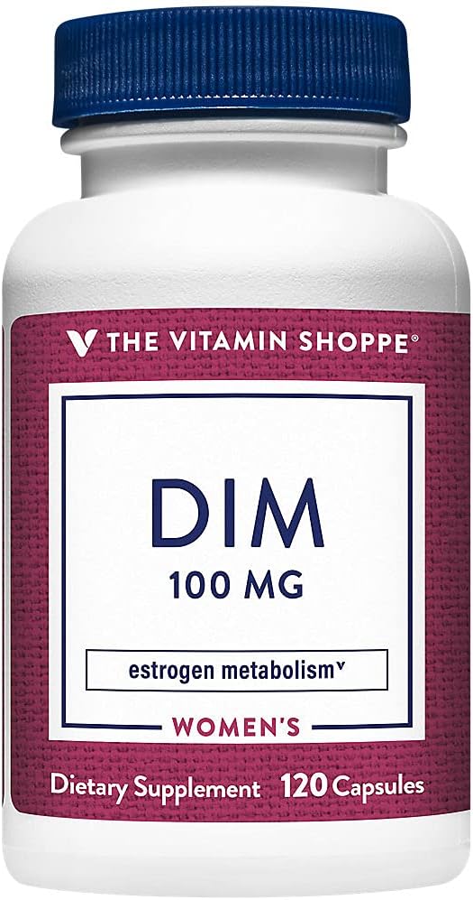 La Vitamine Shoppe DIM 100MG avec Bioperine Black Pepper Extract, soutient le métabolisme estrogène pour la santé des femmes (120 capsules)