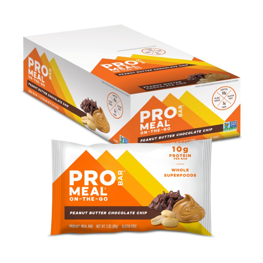 PROBAR - Barre de repas, croustilles de chocolat au beurre d'arachide, non-OGM, ingrédients alimentaires entiers sans gluten, sains et à base végétale, énergie naturelle (12 chiffres)