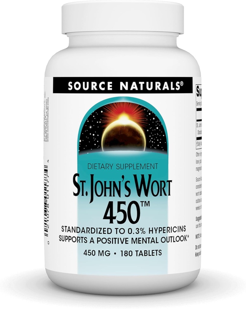 Source Naturals St. John's Wort 450 mg soutient une perspective mentale positive - 180 comprimés