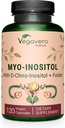 Végavero Myo-Inositol et D-Chiro Inositol , Balance hormonale et soutien ovarien , avec Folate, Resvératrol, CoQ10 , 40:1 Rapport , Testé en laboratoire , 120 Caps , Vegan