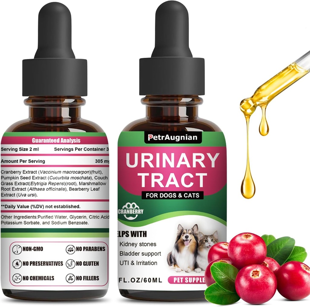 Cat & Dog Infection urinaire gouttes de traitement avec la canneberge et la médecine naturelle UTI - Supports Bladder+Kidney - Meilleure prévention Incontinence et pierres de Bladder - Supplément de vitamines de soins de santé rénales
