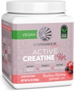 Sunwarrior Creatine for Women Monohydrate Powder Micronized Pre Workout Recovery Supplement Support Muscle Building Strength Training Cognition | Vegan and Easily Mixes 50 Servings, Raspberry Lemonade