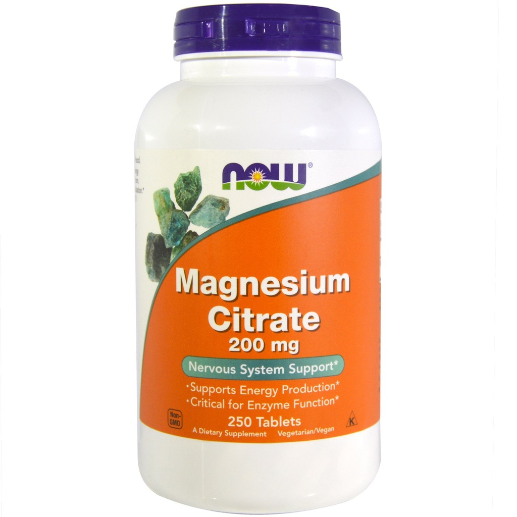 Maintenant aliments Citrate de magnésium 200mg, 250 comprimés (paquet de 2)