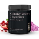 Kroma Calmant + Restaurer la poudre de magnésium – Citrate de magnésium avec L-Theanine pour la relaxation, le cycle du sommeil et le soutien digestif – Supplément de récupération musculaire – Flamand de grenade – 4,4 oz, 30 portions