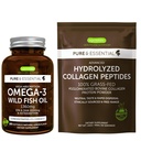 Haute absorption Omega-3 Huile de poisson sauvage 1360mg & Avancé de Peptides de Collagène Hydrolysés, 1000mg EPA & DHA avec Astaxanthine et 100% de Poudre de protéines de Collagène de Fovine, par Igennus