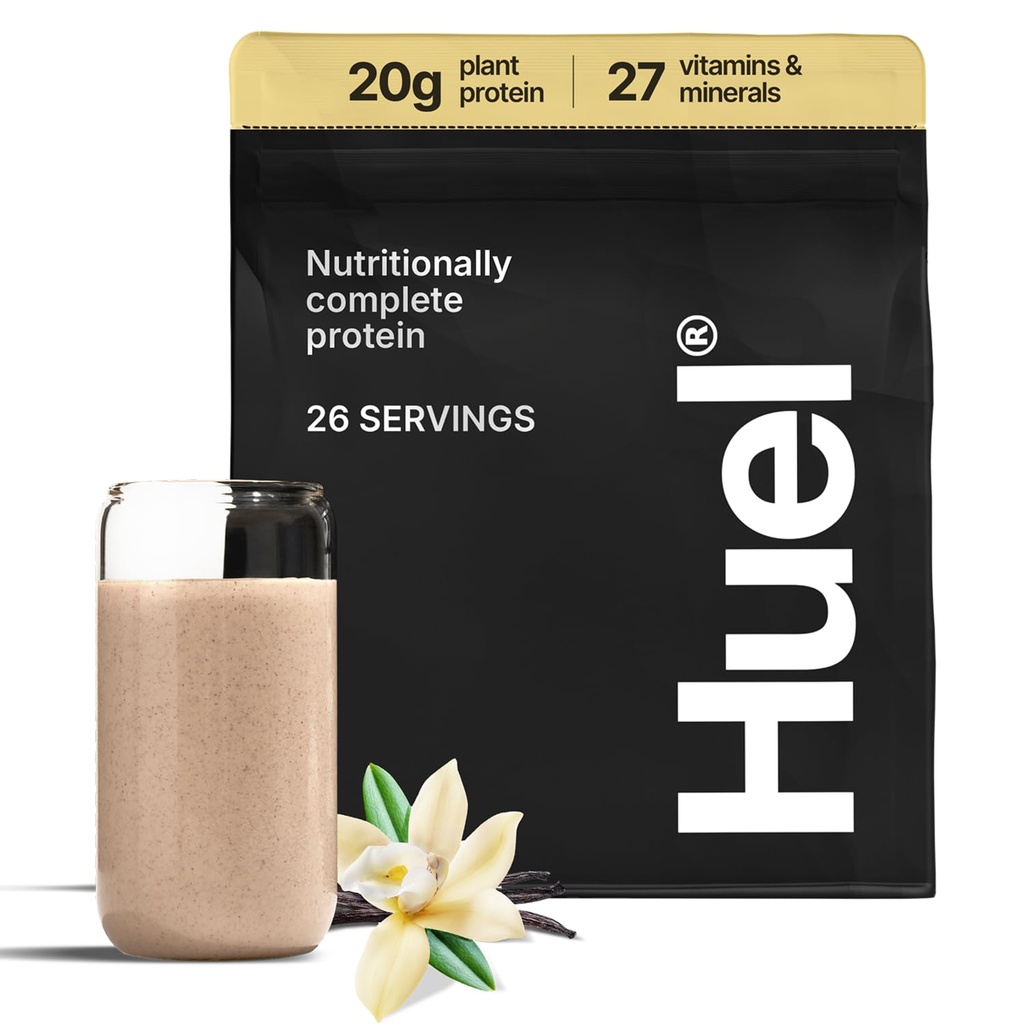 Huel Vegan Protéines Poudre de Vanille , Vanille , Nutrition complète , 20g Protéines Poudre , 100% végétale 27 vitamines et minéraux, sans gluten, sans OGM, sans lactose 26 portions