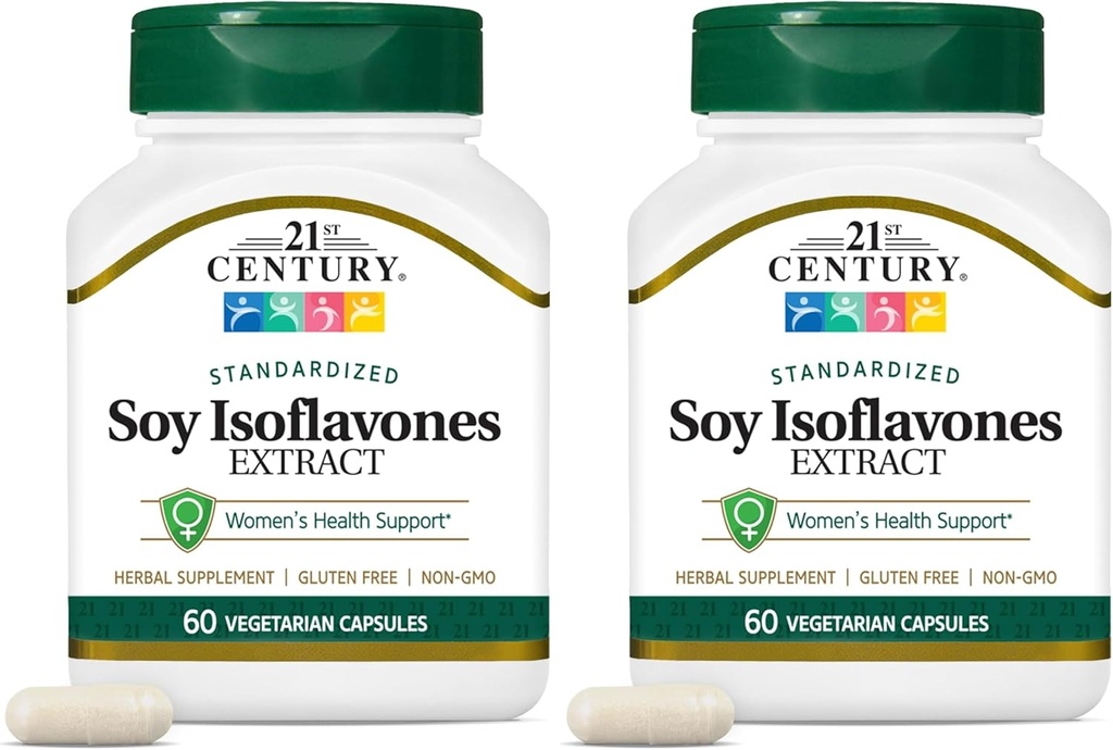 21st Century Soy Isoflavones Veg Capsules, 60Count (Pack of 2)