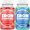 2 Pack Iron Gummies for Adults & Kids Iron Supplement Strawberry Blueberry Flavor