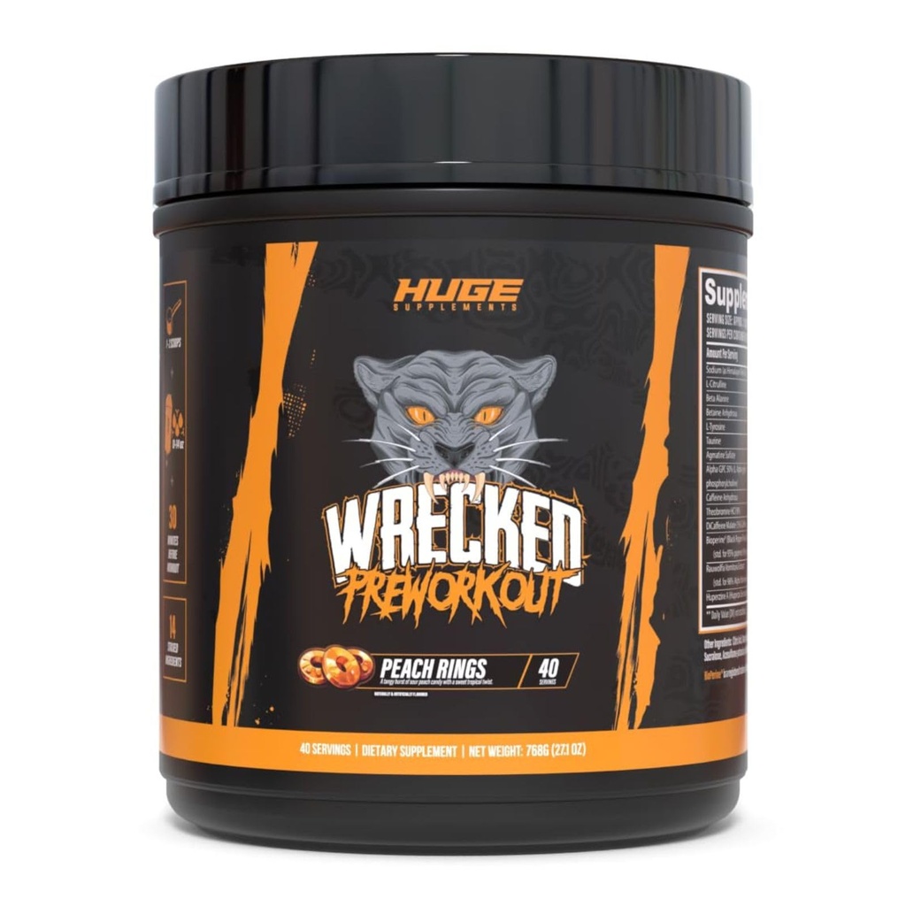 Poudre de pré-entraînement, Formule avancée, Boosts Energy, Focus, Pompes & Performance, 10g L-Citrulline, 6.4g Beta Alanine, 5g Tyrosine, 1g Alpha GPC, 375mg Caféine à action rapide et plus (40 portions)