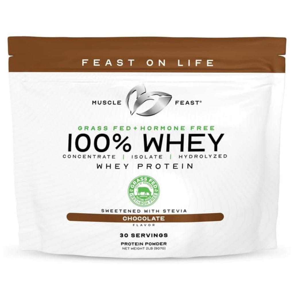 Fête musculaire Poudre de protéines de lactosérum 100 % herbe, toute la crème naturelle sans hormones La poudre de protéines de lactosérum pour les femmes et les hommes- Concentré de lactosérum, Isolé et hydrolysé Mélange de poudre de protéines - chocolat, 2lb