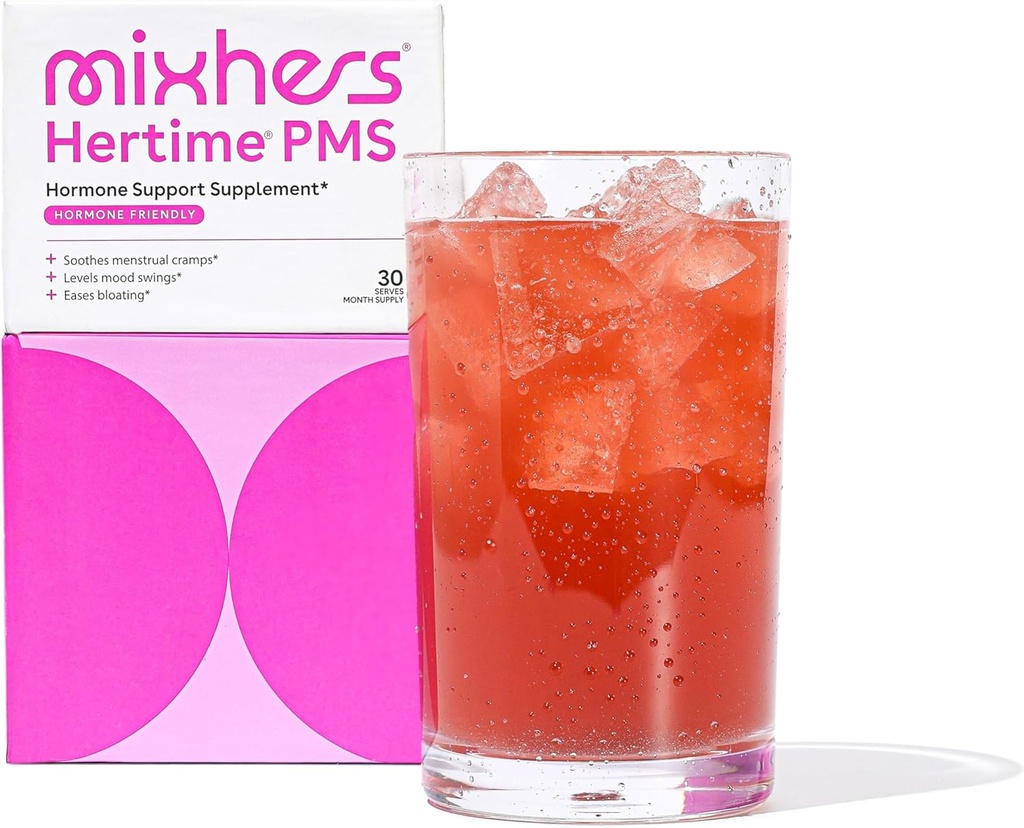 MIXHERS Hertime PMS - Soutien hormonal pour les femmes - PMS & Confort menstruel - avec Chasteberry, racines de pivoine, Ginseng sibérien - Supplément pour les femmes - 15 paquets de boissons - Sans sucre - Mango de grenade